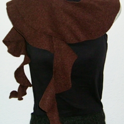 Kragenschal handgefertigt Walkloden 100% Wolle braun