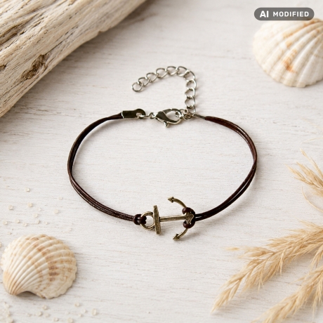 Armband mit Anker - maritimes Lederarmband