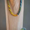 Schmuck, Perlenkette, Häkelkette bunt im Verlauf, 43 cm, Kette