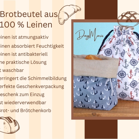 Brotbeutel/Brötchentüte/upcycling Leinenbeutel/Stofftasche
