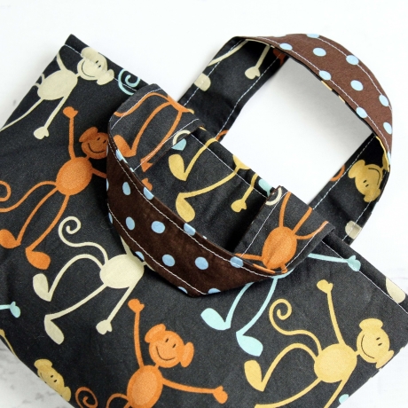 Tasche für Kinder mit Tiermotiv – Punkte & Affen - Geschenkidee