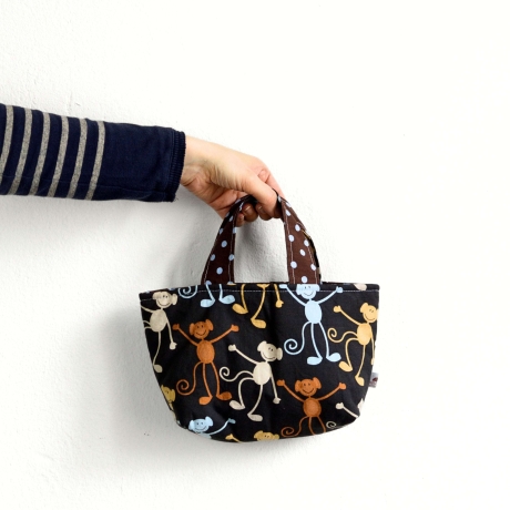 Tasche für Kinder mit Tiermotiv – Punkte & Affen - Geschenkidee
