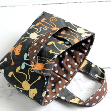 Tasche für Kinder mit Tiermotiv – Punkte & Affen - Geschenkidee