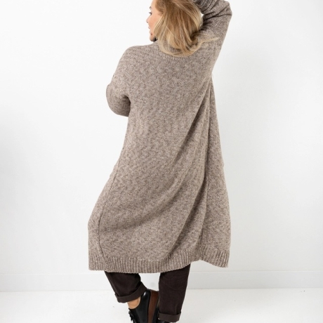 Oversized Strickmantel langer Cardigan Braun Strickweste (S - XL)