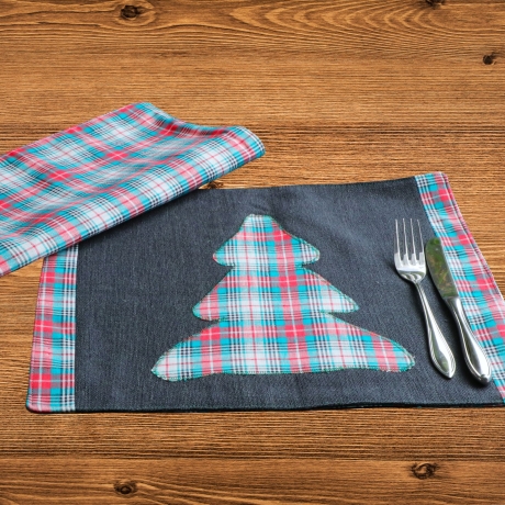 Tischset Weihnachten / Platzdeckchen / Platzset aus Stoff grün