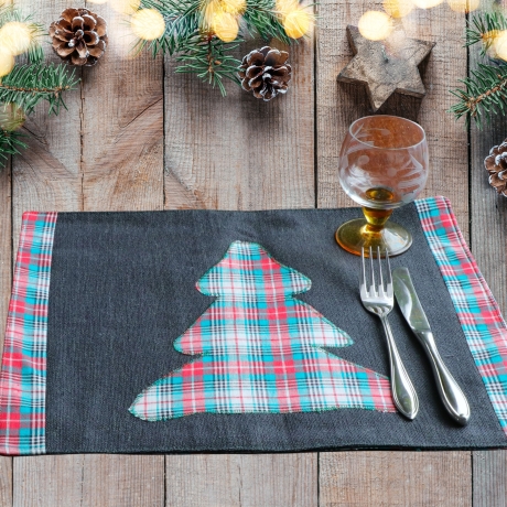 Tischset Weihnachten / Platzdeckchen / Platzset aus Stoff grün