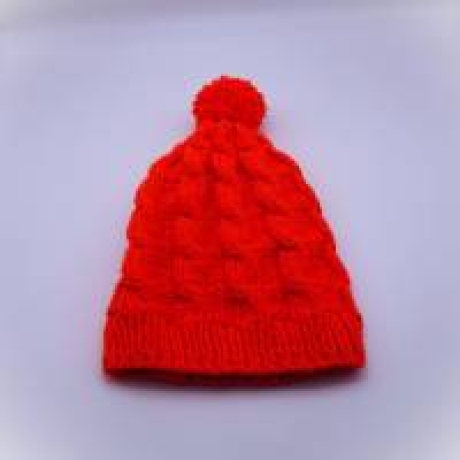 Mütze, Bommelmütze, handgestrickt, pink mit Bommel
