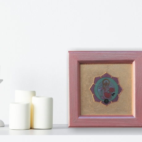 Erzengel Chamuel Wand Deko, Engel der Liebe Bild mit Blattgold 