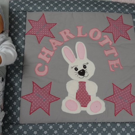 Krabbeldecke Charlotte, Patchwork, Kuscheldecke, Tagesdecke,