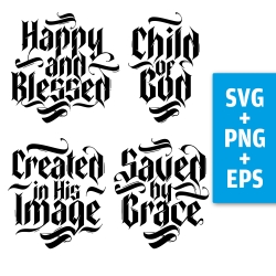 Druckdatei, SVG EPS PNG, Child of God Lettering, gothic Tattoo