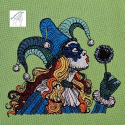 weibliche Mardi Gras Clown -  Größe 19,7 x 16,7 cm