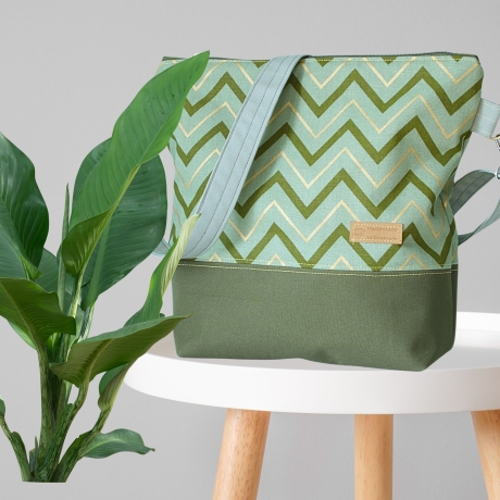 Umhängetasche Damen(grün/gold/Handtasche/Schultertasche/Foldover