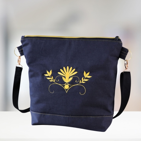 Umhängetasche Damen/Handtasche/Schultertasche/schwarz Gold