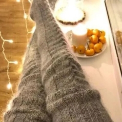 Damen-Winter Overknee-Socken lang, dunkelgrau, neu, M