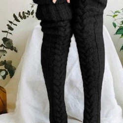 Damen-Winter Overknee-Socken lang, schwarz, neu, Größe M