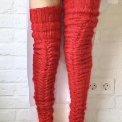 Damen-Winter Overknee-Socken lang, rot, neu, Größe M