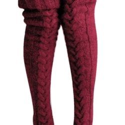 Damen-Winter Overknee-Socken lang, weinrot, neu, Größe M