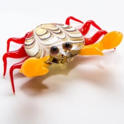 Handgearbeitetes Glastier Krebs, bunt, 6x15 cm, Unikat, neu