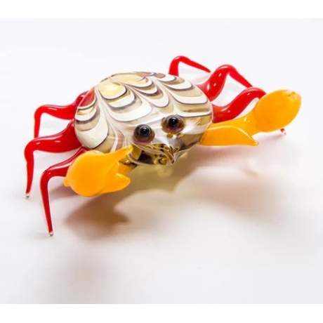 Handgearbeitetes Glastier Krebs, bunt, 6x15 cm, Unikat, neu