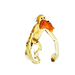 Handgearbeitetes Glastier Affe, gelb, 6 x 15 cm, Unikat, neu