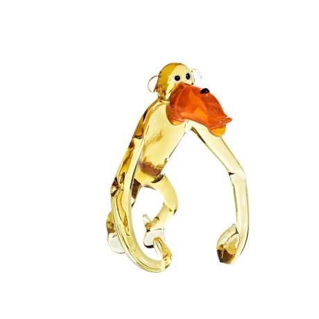 Handgearbeitetes Glastier Affe, gelb, 6 x 15 cm, Unikat, neu