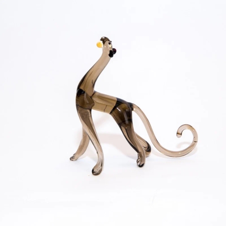 Handgearbeitetes Glastier Panther, braun, 6x15 cm, Unikat, neu