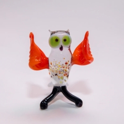 Handgearbeitetes Glastier Eule, bunt, 6x8 cm, Unikat, neu