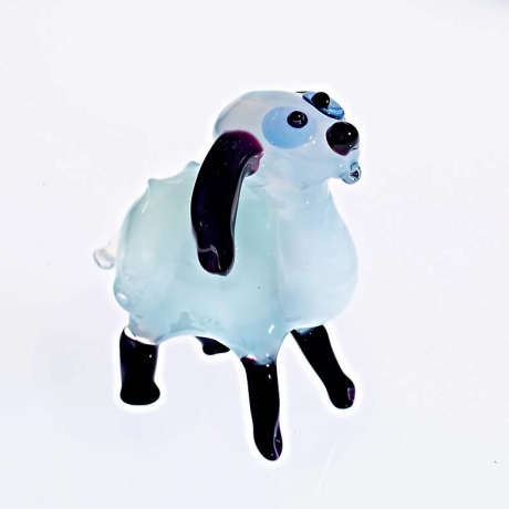 Handgearbeitetes Glastier Schaf, weiss, 6x8 cm, Unikat, neu