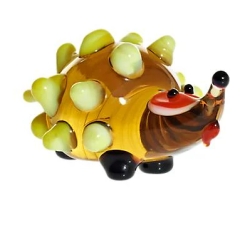 Handgearbeitetes Glastier Igel, grün, 6 x 8 cm, Unikat, neu