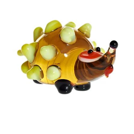 Handgearbeitetes Glastier Igel, grün, 6 x 8 cm, Unikat, neu