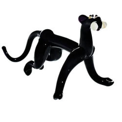 Handgearbeitetes Glastier Panther, schwarz, 6x8 cm, Unikat