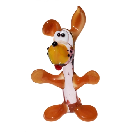 Handgearbeitetes Glastier Hund, braun,  6x8 cm, Unikat, neu