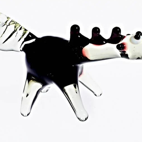 Handgearbeitetes Glastier Pferd, schwarz-weiss, 4-5 cm, neu