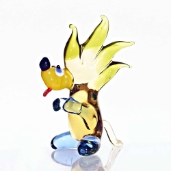 Handgearbeitetes Glastier Igel, gelb, 6 x 8 cm, neu