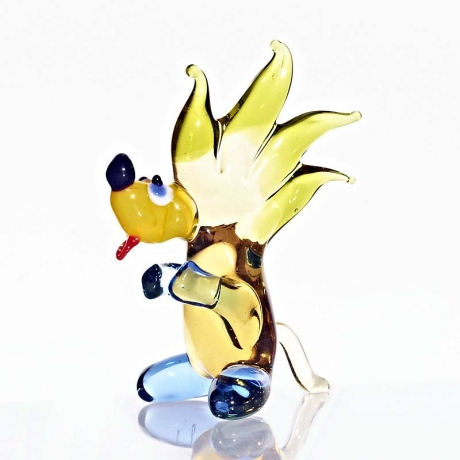 Handgearbeitetes Glastier Igel, gelb, 6 x 8 cm, neu