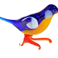 Handgearbeitetes Glastier Vogel, bunt, 6 x 15 cm, neu