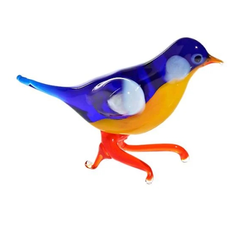 Handgearbeitetes Glastier Vogel, bunt, 6 x 15 cm, neu