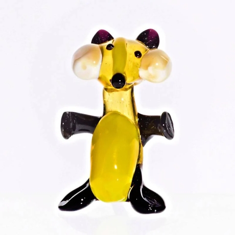 Handgearbeitetes Glastier Dachs, gelb, 6 x 8 cm, neu