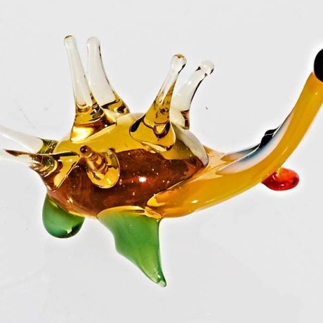 Handgearbeitetes Glastier Igel, gelb-grün,  6 x 8 cm, neu