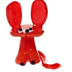 Handgearbeitetes Glastier Maus, rot,  6 x 8 cm, neu, Unikat