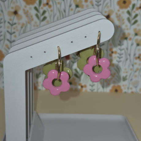 Creolen Set 1 Goldfarben mit 3 Paar Anhängern (Blumen & Abstrakt)