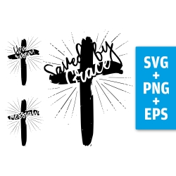 Druckdatei, SVG EPS PNG, Kreuz Design Jesus, christlich, Ostern