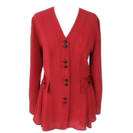ELEGANTE VINTAGE-BLUSE ROT