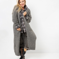 Oversized Strickmantel langer Cardigan Grau Strickweste (S - XL)