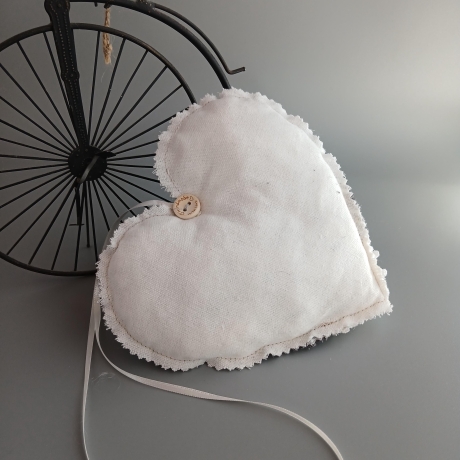 1 Deko Herz aus Stoff Shabby Chic Anhänger