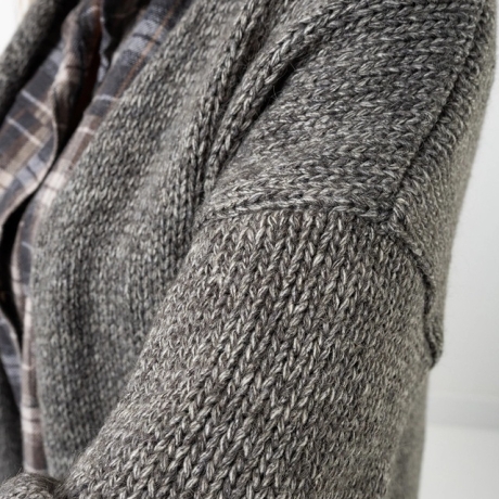 Oversized Strickmantel langer Cardigan Grau Strickweste (S - XL)