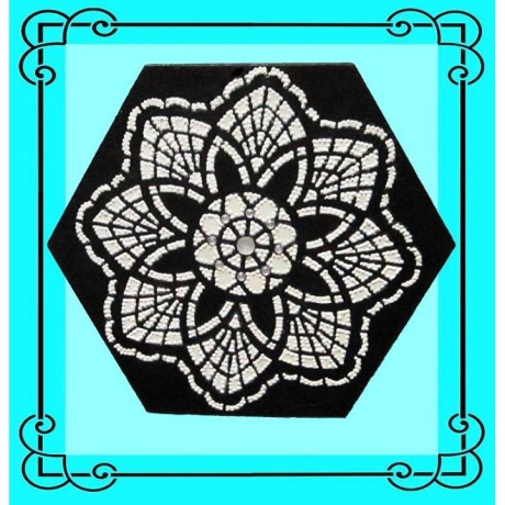 Holzschatulle Schmuckschatulle Sechseck Ornament Punktmalerei