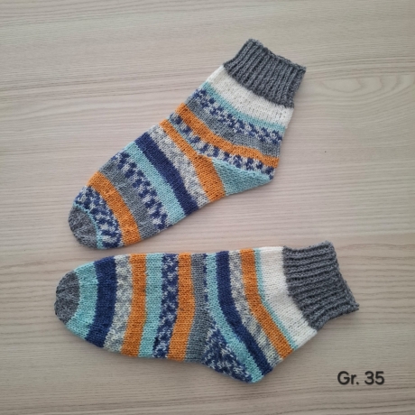 Sneakersocken Gr. 35 handgestrickt Stricksocken Wollsocken