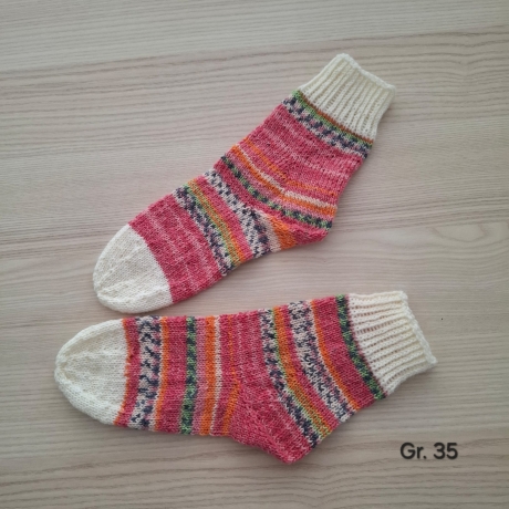 Sneakersocken Gr. 35 handgestrickt Stricksocken Wollsocken