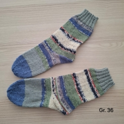 Stricksocken, Größe 36, Schurwolle/Polyamid, handgestrickt